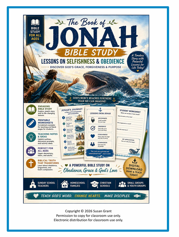 Jonah Bible Study: Lessons on Selfishness & Obedience | Printable for Kids & Adults
