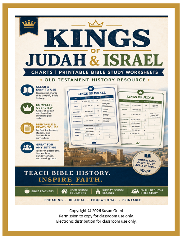 Kings of Judah and Israel Charts | Printable Bible Study Worksheets | Old Testament History
