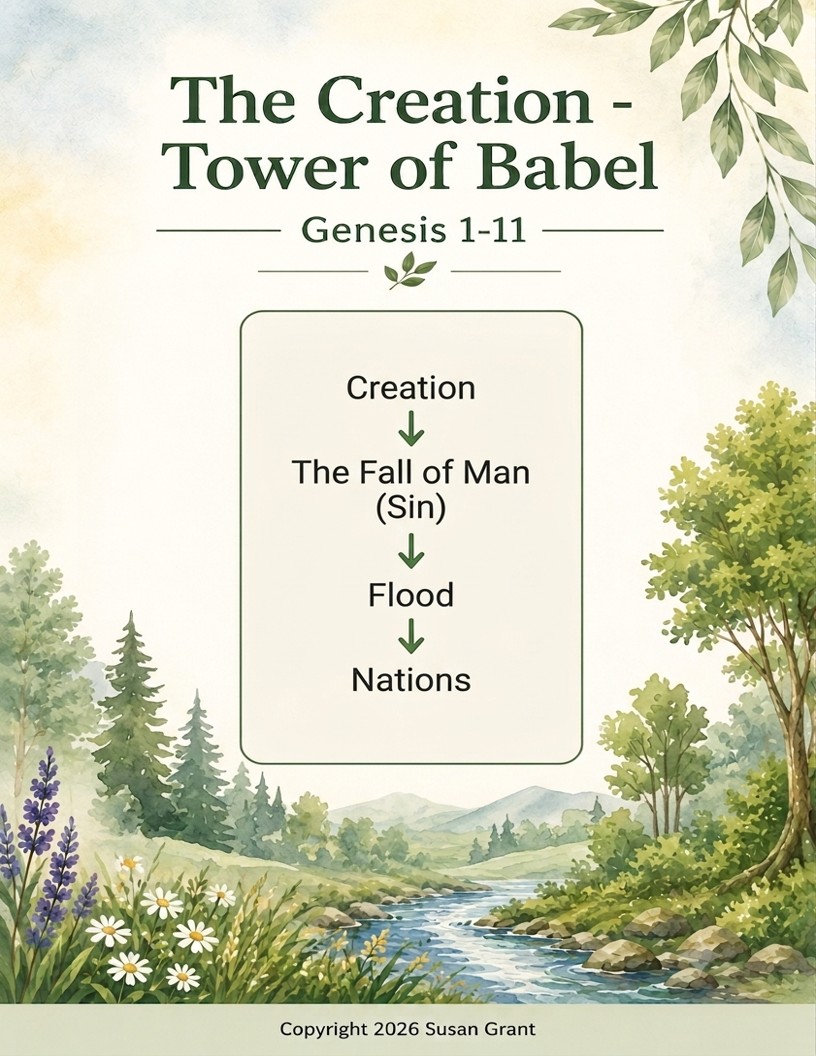 Genesis Bible Lessons Bundle | Creation, Adam & Eve, Noah’s Flood, Tower of Babel | Bible Study & Homeschool Curriculum